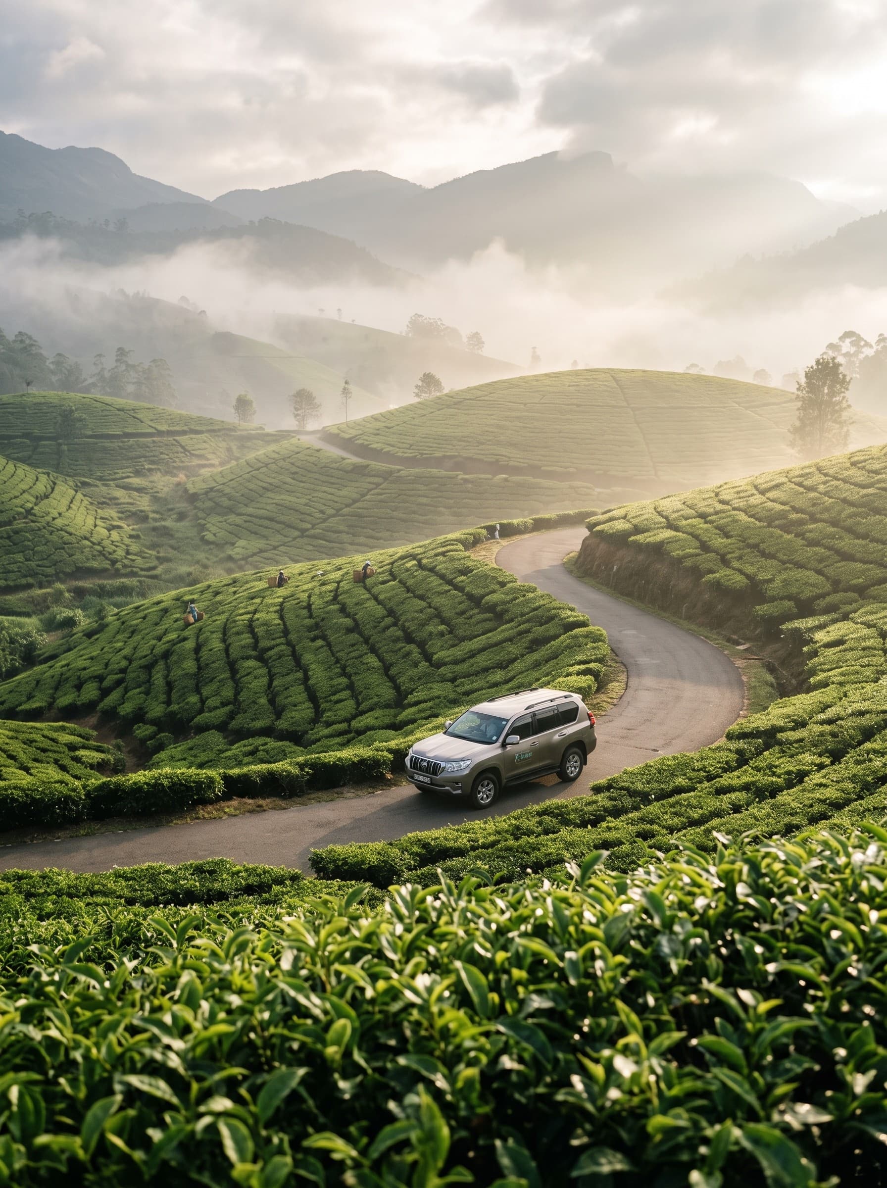 Beautiful tea estate and scenic road in Sri Lanka
